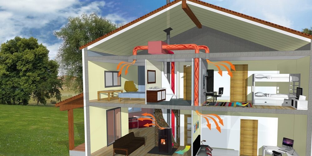 Le poêle à granulés avec distribution d'air chaud - Soleneo Ensem