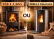 Poêle à bois ou poêle à granulés - image non contractuelle générée par l'IA