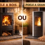 Poêle à bois ou poêle à granulés - image non contractuelle générée par l'IA